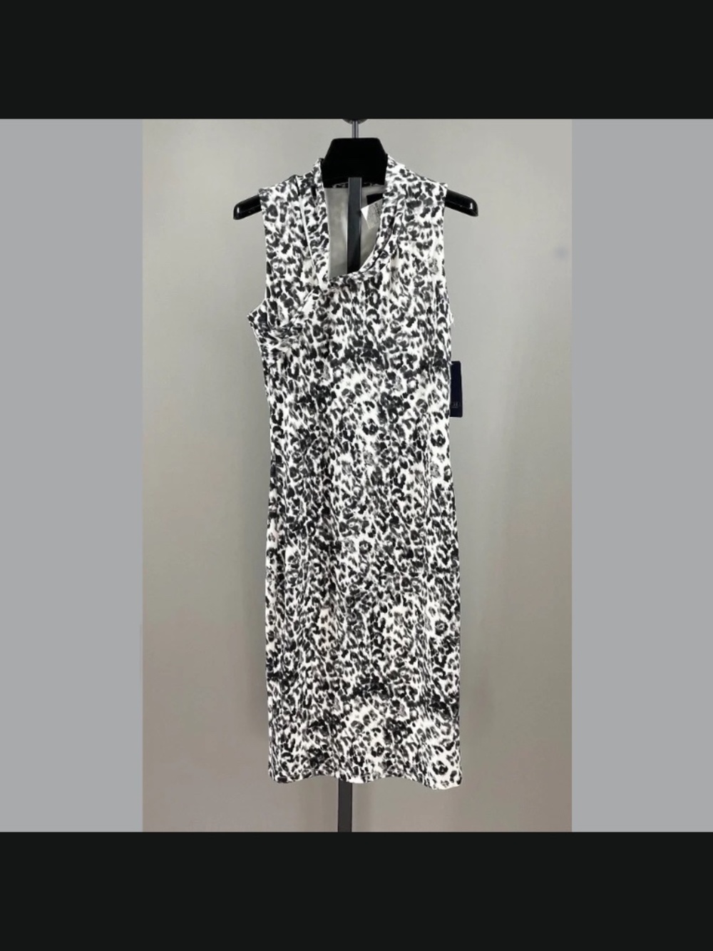 NEW Rachel Roy Dress Womens Medium  black white gray leopard sheath pencil